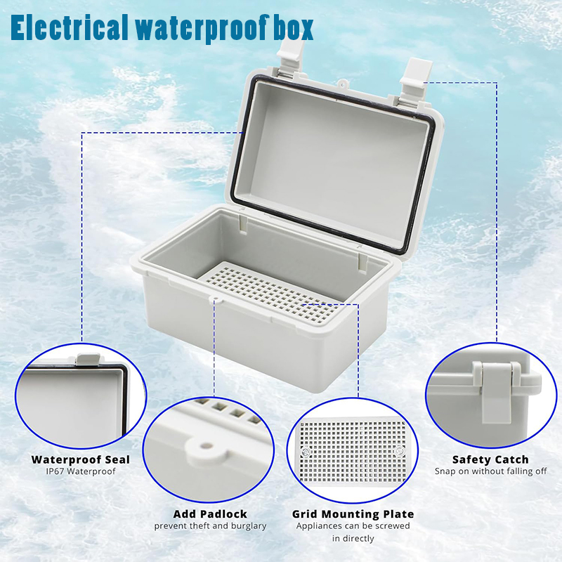 Outdoor Power Distribution Box - IP66 방수 전기 접속함, 회색/투명 PC