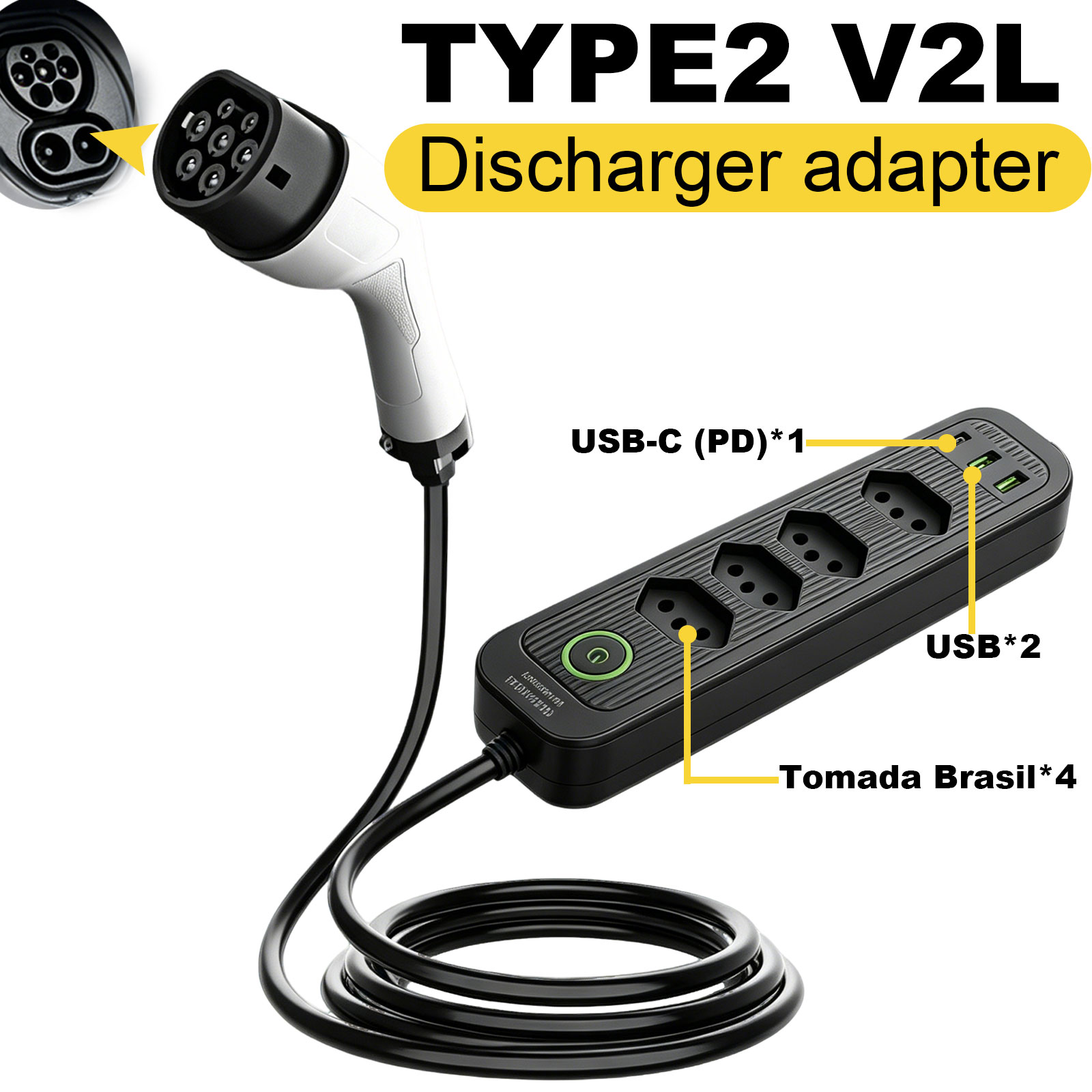 Outdoor Power Plus - 타입2 V2L 방전 어댑터 16A 브라질