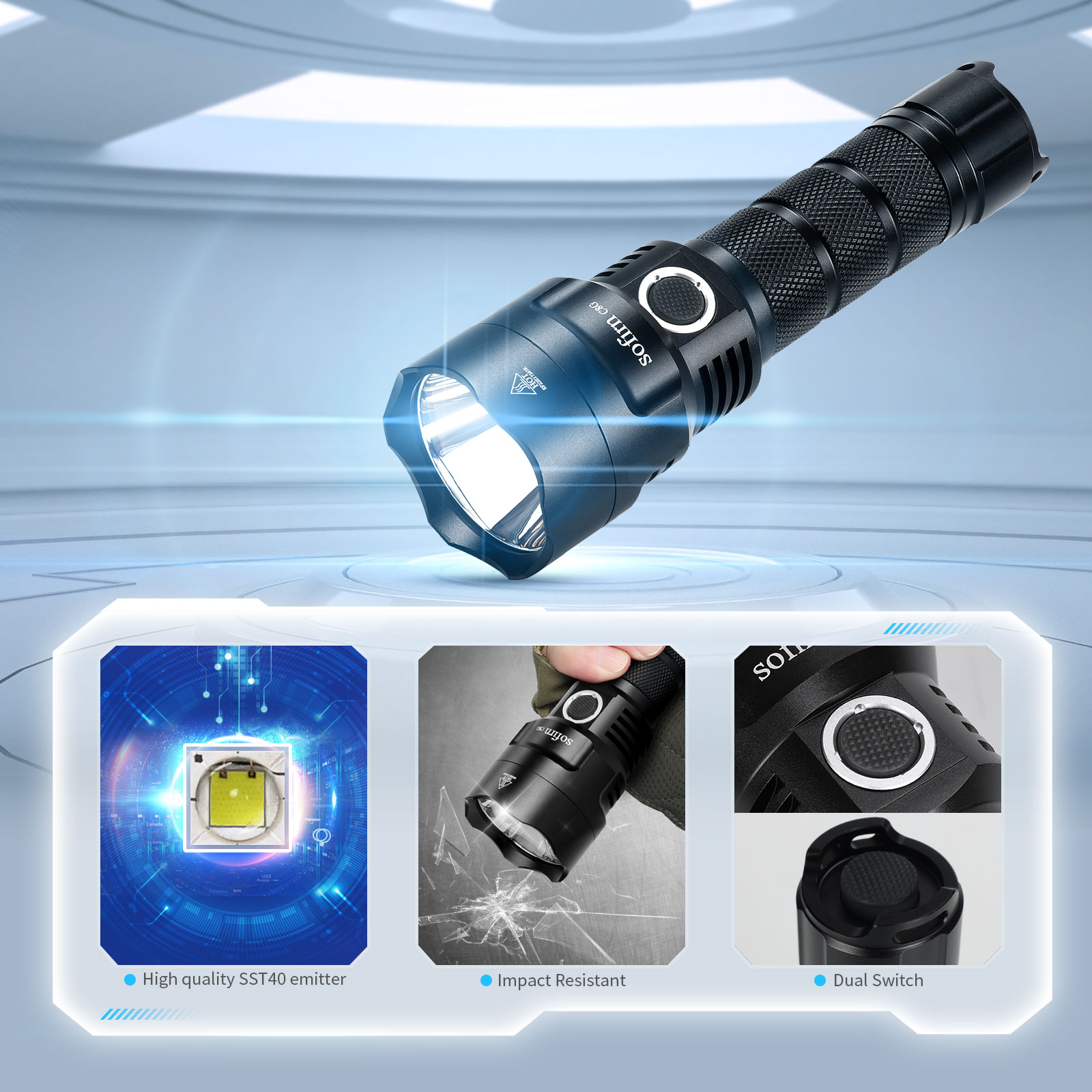 Outdoor Power Group - SOFIRN C8G 강력한 LED 손전등 21700
