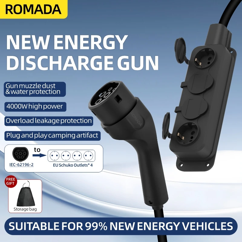 Outdoor Power Parts - 휴대용 16A 4KW V2L 케이블 전기차