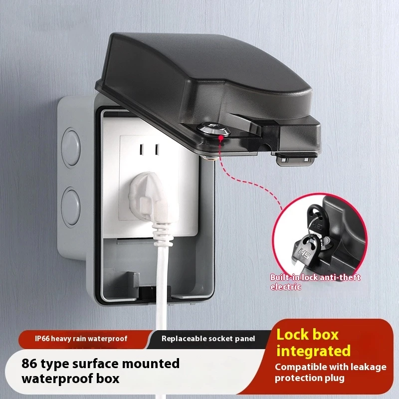 Outdoor Power Socket With Lock - 야외 방수 소켓 개방형 설치형 야외