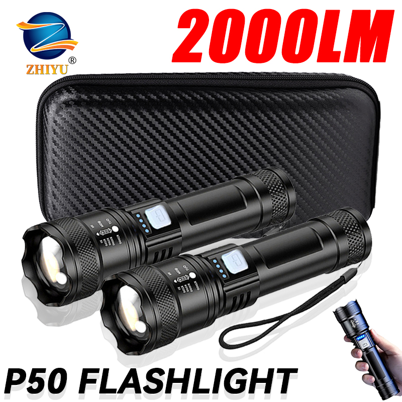 Outdoor Power Bank - 전술용 LED 손전등 2000LM USB 충전식