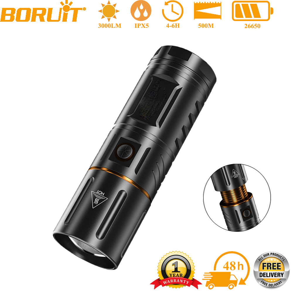 Outdoor Power Bank - BORUiT 울트라 브라이트 3000LM LED 손전등
