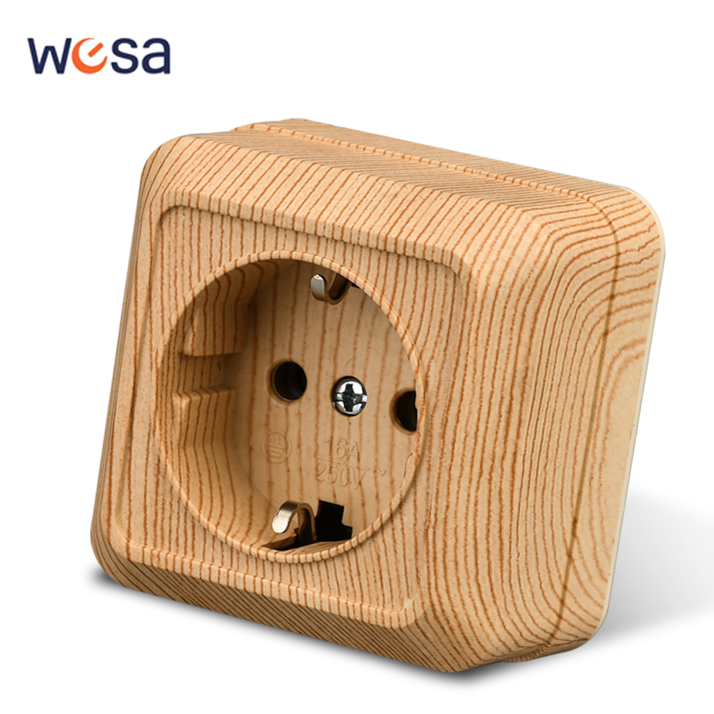 WESA 목재 벽 표면 소켓 플러그 EU 전기 콘센트  - Outdoor Power Parts 리뷰 및 가격