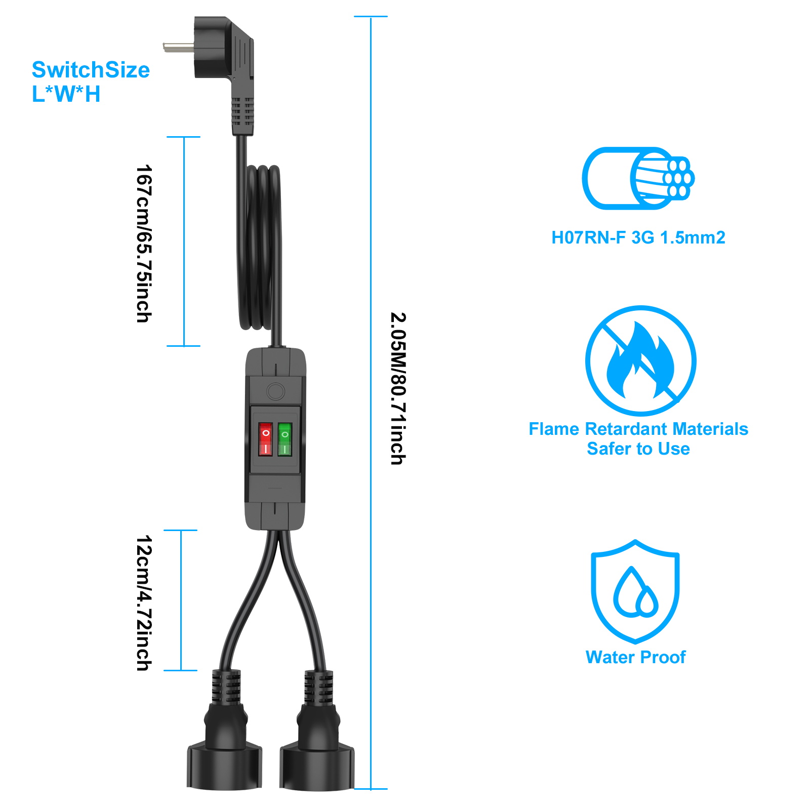 EU 플러그 40cm/2m 연장 코드 듀얼 소켓 400 - Outdoor Power Extension Cord 리뷰 및 가격