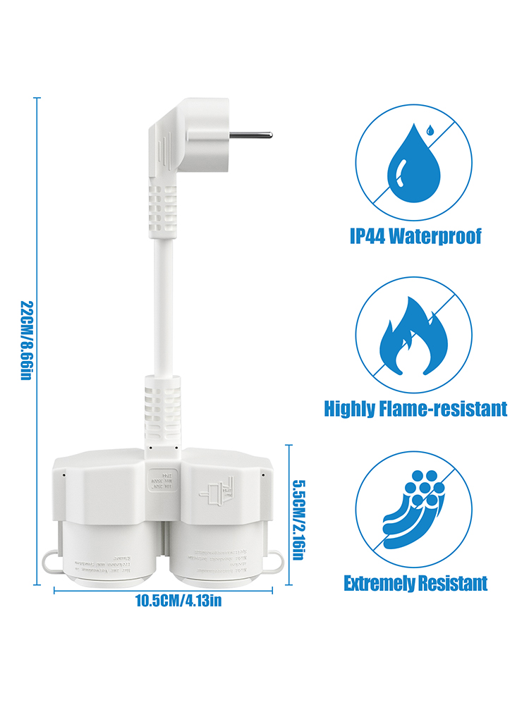 EU 연장 케이블(슈코 소켓 2개 포함), 다중 소켓  - Outdoor Power Extension Cord 리뷰 및 가격