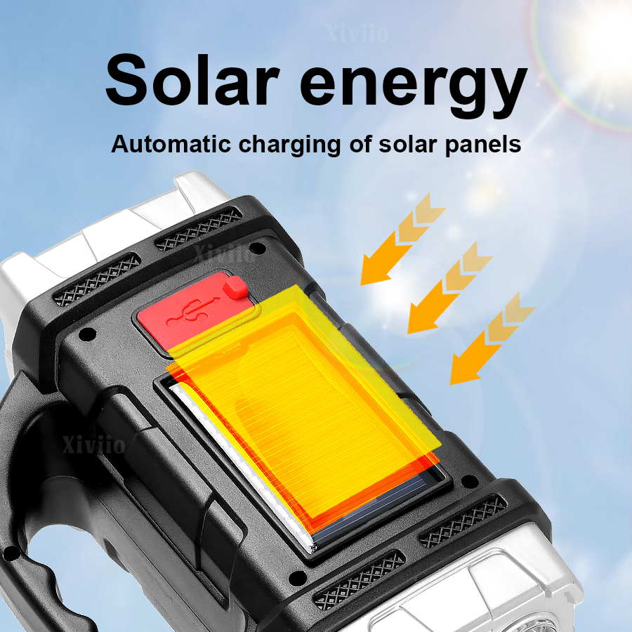 새로운 업그레이드 고출력 LED 태양광 손전등, COB - Outdoor Power Bank 리뷰 및 가격
